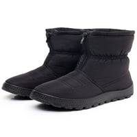 Lumento Womens Snow Boots плюшена облицовка Зимни топли обувки кръг пръст на върха на прасец Нелист студено време Небрежно цип Черно 6.5