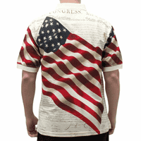Мъжки патриотично американско махащо знаме памучна поло риза