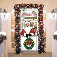 Декорът на вратата. Дядо Коледа Северни Плевня Коледа Входна Врата Стенопис Знак Банер Декор, Многоцветен