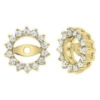 Смазлингрок колекция кръгли бели диамант подвижни якета за обеци за жени в 10к жълто злато