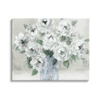 Ступел индустрии традиционни бяло цвете букет живопис галерия увити платно печат стена изкуство, дизайн от Карол Робинсън
