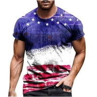 Мъжки американски САЩ флаг патриотична тениска САЩ 4 юли кръгла врата мека лятна риза с къси ръкави за мъже за мъже