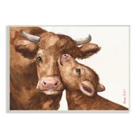 Спелилни индустрии състрадателни говеда майка и бебешка гушкане селски земеделски земи живопис безмилостна арт печат стена изкуство, дизайн от Джордж Диахенко