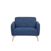 & D Начало Linda Polyester Round Arm Loveseat диван, тъмно синьо