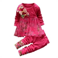 Малко дете деца бебе момичета флорални печат дрехи тениски върхове рокля панталони тоалети комплект бебе с одеяло