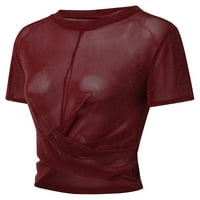 Тениски на Labakihah For Women Women Връщайте се през кратък ръкав перспектива за къса блуза отгоре