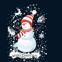 Коледен снежен човек мъжки тъмносин графичен тройник - дизайн от хора 3XL