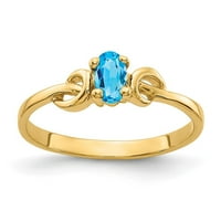 14k жълто злато 5x овално синьо топаз пръстен
