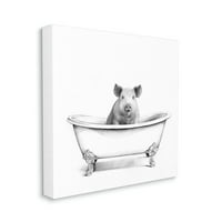 Ступел индустрии свиня във вана минимална Баня скица платно стена арт дизайн от Виктория Борхес, 36 36
