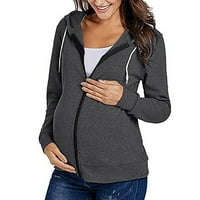 Zeceouar майчинство върхове за бременни жени майчинство с дълъг ръкав с цип твърд цвят кърмеща бременна кърмачка блуза върхове палто