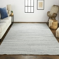 Фоксес ръчно изработен вълнен килим, неутрална ивица, Светло сиво сребро, 9 фута 12 фута