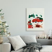 Ступел Индриес ретро Коледна Вила пейзаж празнична куче шапка платно стена изкуство, 30, дизайн от Виктория Барнс