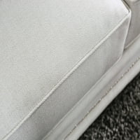 Мебели на Америка модерен диван от шенил Карлайл с възглавници, почти бял