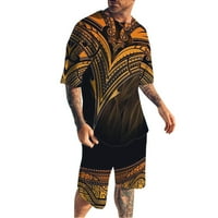 Ociviesr мъже Бързо сухо 3D костюм за къс ръкав шорти плаж тропически хавайци Body Sports Shorts костюм спортен костюм млад мъж домашен тоалет до домашни тоалети мъже