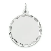 Сребърен сребърен родов инж. Rnd Polish Pront Back Disc Charm qm382 18p