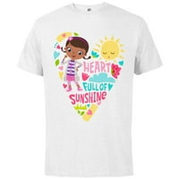 Disney Doc McStuffins Сърце, пълно със слънчеви момичета - памучна тениска с къс ръкав за възрастни - персонализирано бяло