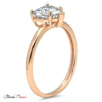 2. CT Brilliant Heart Cut симулиран диамант 14K Rose Gold Politaire Ring SZ 4.75