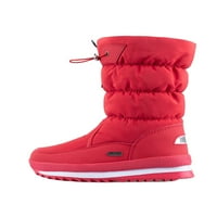 Ferndule дамски плюшени облицовани зимни топли обувки ходещи леки платформи Booties Comfort Round Toe Snow Boots Red 6