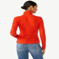 Лъжичка жените кабел плета Пуловер пуловер с дълги ръкави, размери ХС-ХСЛ