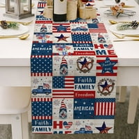 Домашно бельо Burlap Table Runner Crasker Clasves, Day Dayness 4 юли Маса за маса за вечеря празнично парти, сватба, събития, кухненски декор патриотично американско знаме 13x