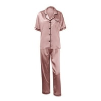 Бетиуао бельо за жени Нощни пижама Нощни дрехи Костюм сатен пижами с къси ръкави върхове и панталони Разхлабени пижамни комплекти за бельо