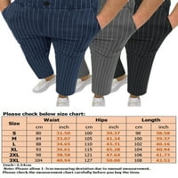 Cindysus мъже небрежни с джобове Chino Pants Мъжки бутони дъна на конусни бизнес раирани леки панталони