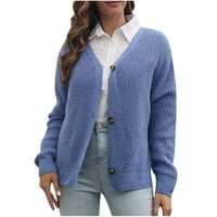 Homadles дамски ежедневен пуловер- кръгла шия моден флот размер m
