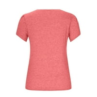 Небрежни върхове за женски небрежен творчески печат v-образно венчелистче с тениска с къс ръкав дами отгоре розово s