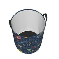 Водоустойчив пране коша, мистериозна вселена пространство графити пране кошница Оксфорд плат с дръжка Сгъваема, м