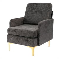 & Вико тапициран акцент стол от средата на века Модерен фотьойл удобен за четене шезлонг подплатен стол седалка един диван стол със златни метални крака за хол спалня, сив