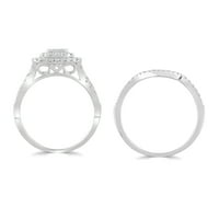 Възглавница Двойно ореол диамант обрат Булчински пръстен в 10к Бяло злато за годеж и сватба