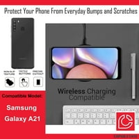 Капсулен калъф, съвместим с галактика A [тежкотоварен двоен слой мъже жени момичешки сладък дизайн шокиран черен калъф твърд телефон] за Samsung Galaxy A SM-A215U