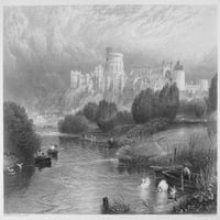 Англия: Замъкът на Уиндзор. Гравиране на NSTEEL, английски, 19 век. Печат на плакат от