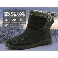 Fangasis дамски лек топъл глезена обувка плоско износване устойчиви снежни ботуши на открито, не-тънка плюшена облицовка размити обувки черно 5