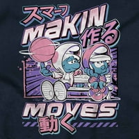 Smurfs Cool Kanji Makin премества мъжката графична тениска тийнейджъри Brisco Brands s