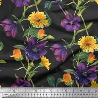 Soimoi памучен Poplin Fabric Purple & Yellow Flower Floral Printed Fabric Wide