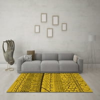 Ahgly Company Indoor Round Ориенталски жълти килими за индустриална зона, 6 'кръг
