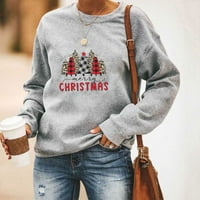 Hfyihgf жени коледно дърво отпечатани качулки с руно весела Коледа дълъг ръкав размити суичъри празнични графични пуловер върхове стил 1-сив м м