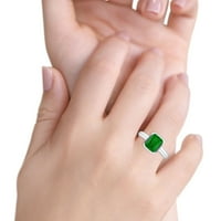 Безел комплект х пръстен симулиран зелен Изумруд