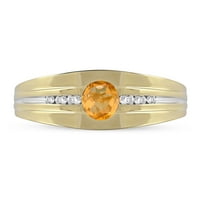 Императорски скъпоценен камък 10к жълто злато овално изрязан Мадейра Цитрин 1 6КТ ТТ диамантен Мъжки пръстен
