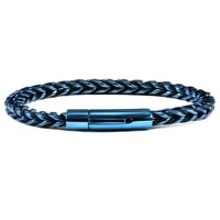 Крайбрежни бижута мъжки полиран синьо покритие от неръждаема стомана Франко верига и найлон кабел гривна-8