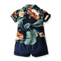 Клирънс малко дете момчета дрехи, къс ръкав бутон нагоре момчета ризи + шорти, Плаж Случайни от две части аутфит комплект