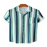 Тениски за размахване на тениска с тениска на ревера редовно горни върхове мъжки пачуърк ваканция блуза синьо зелено l