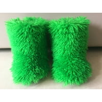 Lacyhop жени Небрежни неплъзгащи зимни топли обувки Уютни пухкави дишащи плоски размити снежни ботуши трева зелено 5.5