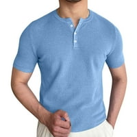 Поло ризи за мъже модни ежедневни плътни цветни кръгли шия вълнен бутон с къс ръкав тениска отгоре