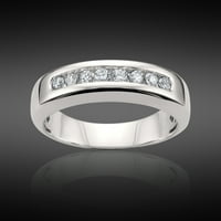 14k бяло злато 8-камъни кръг Diamond Men's Comfort Fit сватбена лента пръстен