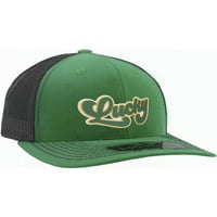 Daxton Baseball Trucker Hat St. Patrick Day 3d Lucky Clover Структурирана капачка от среден профил, късмет Kelly Black Hat