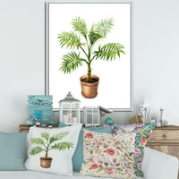 Дизайнарт' Палмово Растение В Глинена Саксия ' Традиционна Рамка Платно Стена Арт Принт