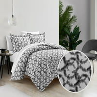 Шик дома Кристи 2-парче Геометричен акварел легло в чанта пухени комплект, близнак, сиво