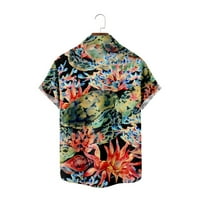 Мъжки случайни хавайски риза подводен свят Случайният бутон надолу с къс ръкав4xl